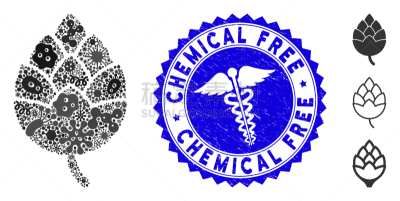 microbe mosaic hop bud icon with clinic scratched
