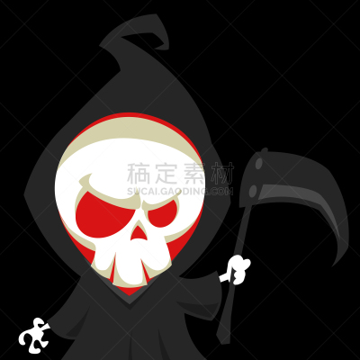可爱的,黑暗镰刀手,长柄镰刀,动画片,怪异,墓地,矢量,哥特式风格