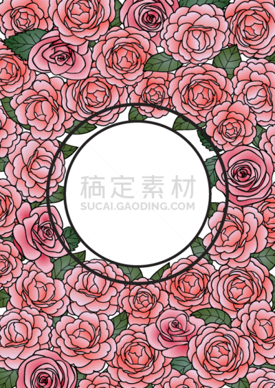 茶花,圆形,边框,分离着色,白昼,自然,华丽的,请柬,粉色,问候