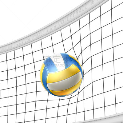 realistic beach volley ball in net isolated