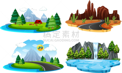 自然,地形,反差,仙人掌,河流,石头,岩石,瀑布,天空,西
