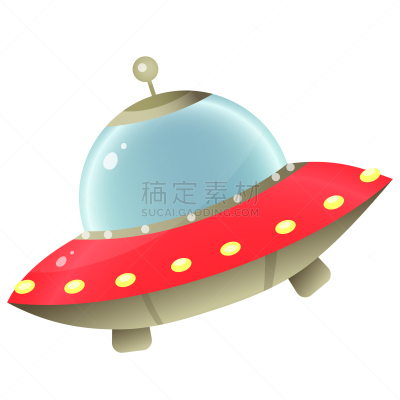 不明飞行物,绘画插图,卡通,太空,矢量,外星人,彩色图片,小山羊,白色背景,空间站