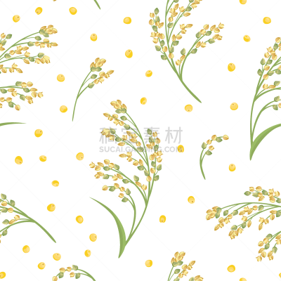 四方连续纹样,糜子,人的耳朵,绘画插图,卡通,黄色,稷,谷类,矢量,扁平化设计