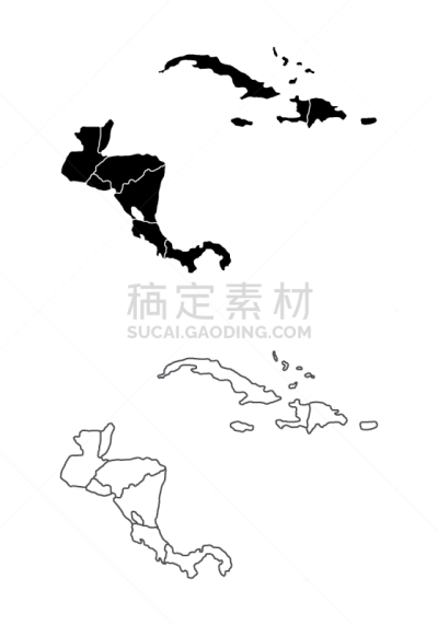 加勒比海,分离着色,轮廓,白色,国内著名景点,大洲,边界