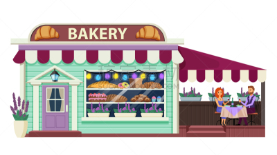 bakery building cartoon flat