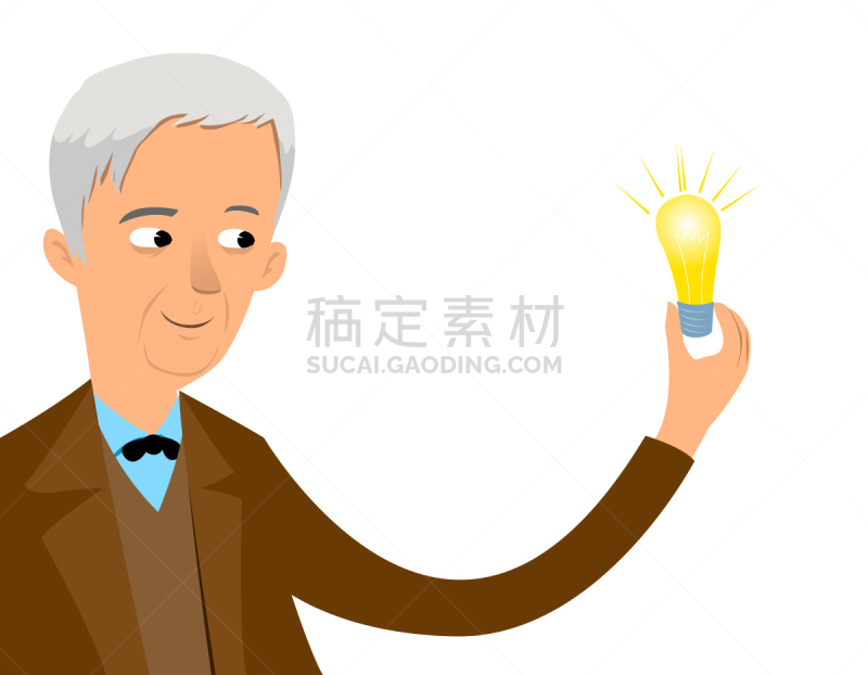 灯,手,爱迪生,拿着,可爱的,商务,背景分离,科学家,肖像,技术