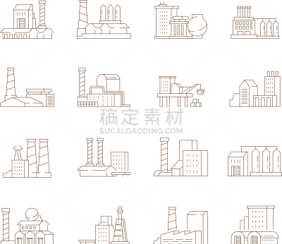 factory symbols industrial city smoke pipe energy
