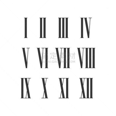 狭窄的,矢量,罗马风格,数字12,钟,罗马数字,拉美人和西班牙裔人,两个物体,组物体,四个物体