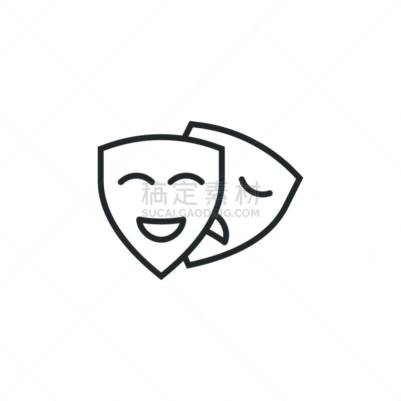 绘画插图,似人脸,计算机图标,矢量,悲剧面具,幽默,商务,分离着色,戏面具,微笑