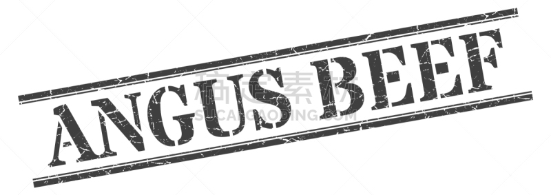 阿伯丁安格斯牛,橡皮章,标志,牛肉,正方形,分离着色,忠告,条纹,白色背景,灰色