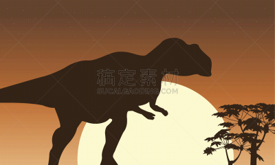 风景,白垩系,远古的,古生物学,图像,矢量,狂怒的,日出,进攻