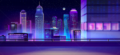 夜晚,城市,城市天际线,背景聚焦,卡通,摩天大楼,建筑,公路,全景,无人