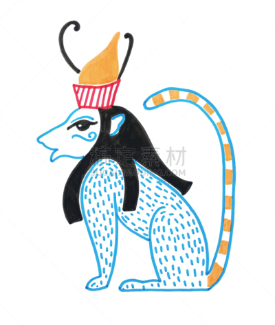 动物,埃及,草图,距离标记,神,毡尖笔,一个物体,背景分离,复古风格,狗