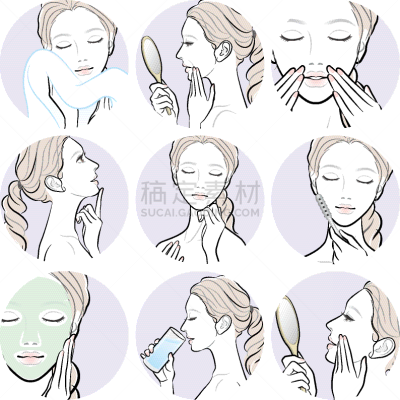 女人,绘画插图,可爱的,饮用水,化妆用品,面部表情,人的脸部,半身像,日本,抗衰老
