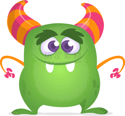 有角的,怪物,绿色,卡通,可爱的,巨魔,魔鬼,大喊,站