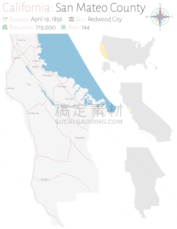 加利福尼亚,圣马特奥县,灰色,公路,湖,河流,主干路,城市,美国人