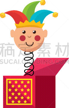 奇异小人玩具盒,儿童,塑胶,可爱的,小的,惊奇,童年,图像,矢量,分离着色