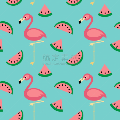 四方连续纹样,可爱的,热,清新,纺织品,野生动物,西瓜,壁纸,动物,鸟类