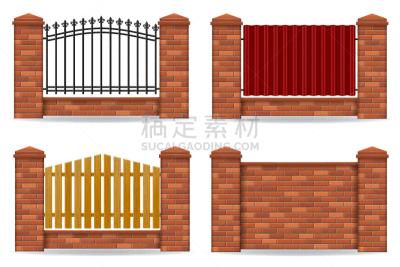 砖,网栅栏,分离着色,白色,图像,边界,建筑业,矢量,大门,国境线
