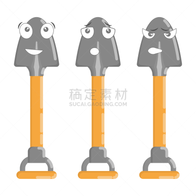 欢乐,铲子,动画片,分离着色,轮廓,白色,概念,生气,灰色