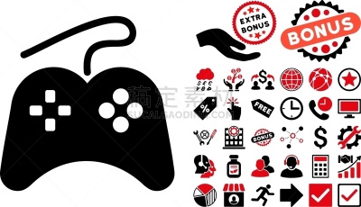 游戏手柄,平坦的,计算机图标,操纵杆,白色背景,游戏化,奖励,休闲,联系