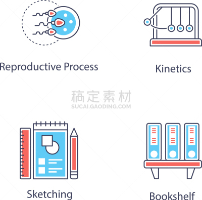 平坦的,计算机图标,科学,书,矢量,人,图书馆,打包,行动,协调