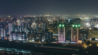 T/L WS HA ZO住宅区和夜间建筑，北京
