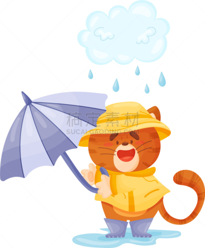 可爱的,雨衣,食道,伞,虎,外套,云,斗篷,天气,哺乳纲