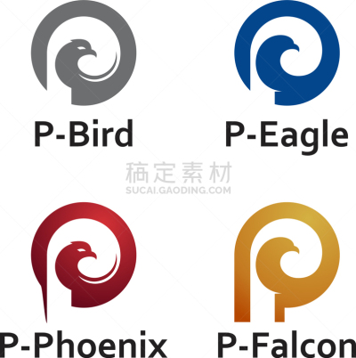 老鹰,鸟类,品牌名称,鹰,凤凰,英文字母P,分离着色,自然,字母,收集