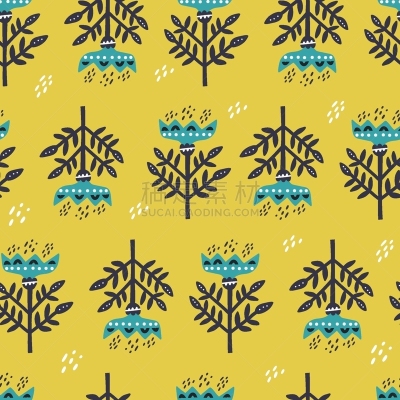 纺织品,四方连续纹样,绘画插图,卡通,矢量,式样,草药,蓝色,抽象,花