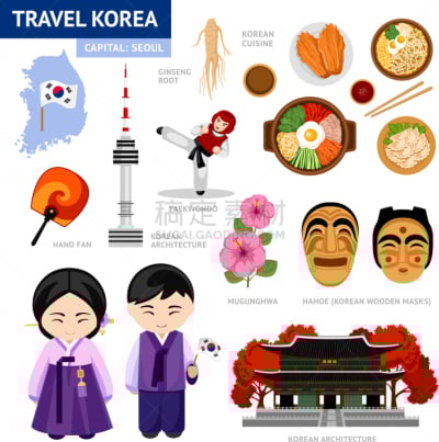 韩国,国内著名景点,名声,韩国泡菜,食品,拌饭,女人,跆拳道,旅行,花