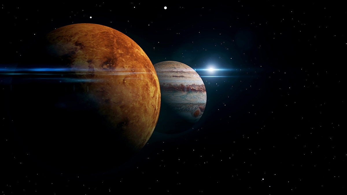 木星和金星合相3D插图