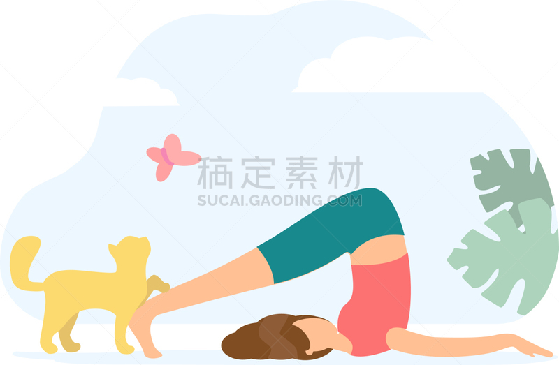女人,瑜伽,猫,耕犁,专心,姿态,体操,运动,姿态优美,休闲