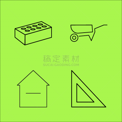 轮廓,直的,建筑业,建筑体,矢量,独轮手推车,砖,三角板,图像,标志