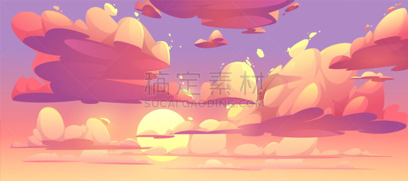 卡通,云,矢量,天空,云景,黄昏,晴朗,色彩渐变,日落