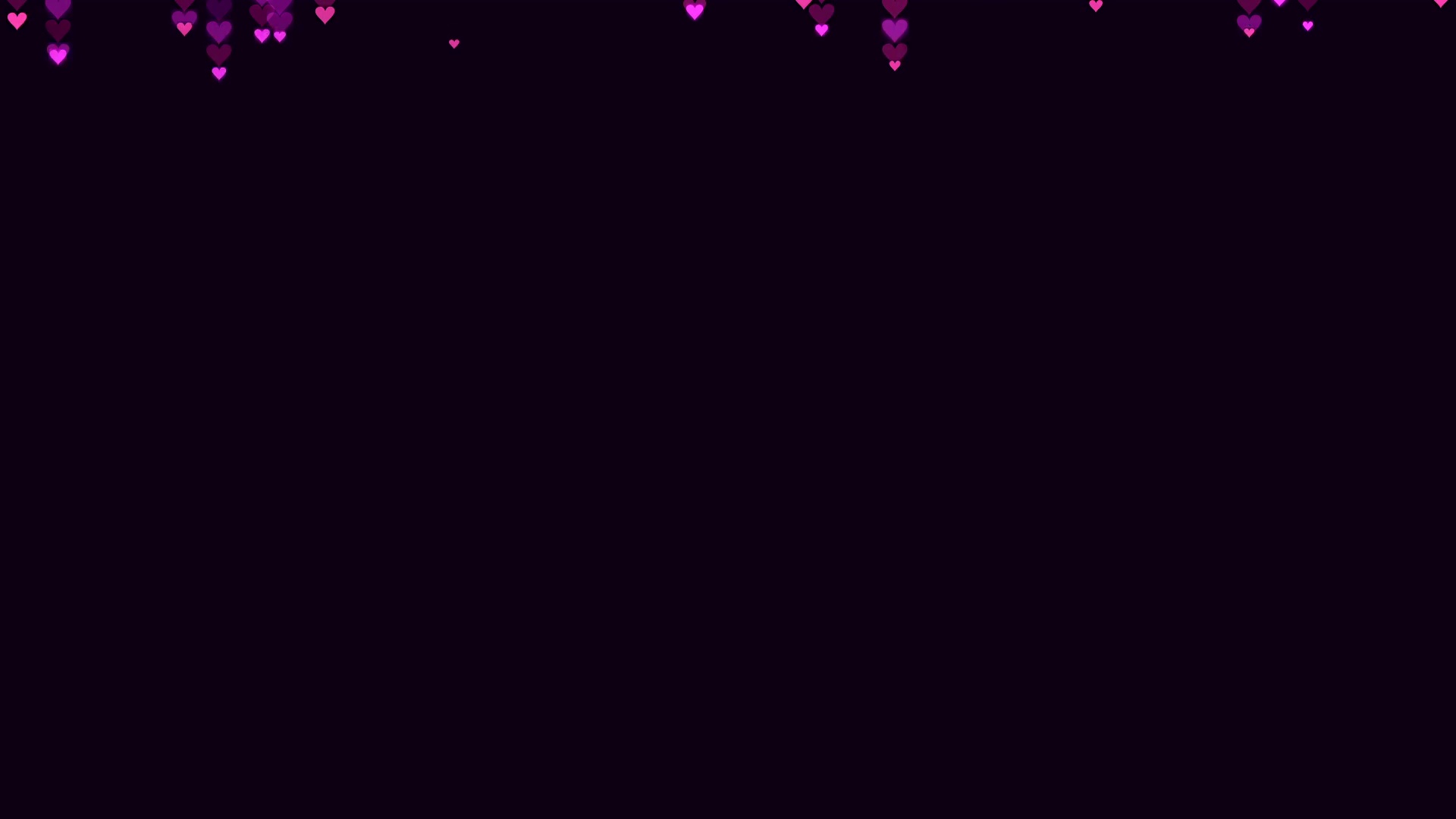 紫色的心从顶部的无缝环路上掉下来。深紫色背景。