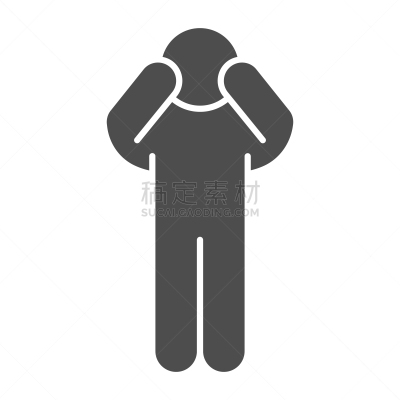 一个人,男人,计算机图标,符号,矢量,固体,担心,概念,发型,担心