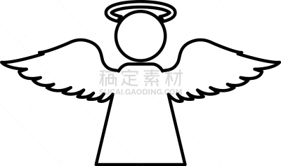 轮廓,翅膀,天使,黑色,图标,平坦的,分离着色,复活节,飞,庆祝