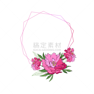 几何形状,牡丹,边框,式样,华丽的,请柬,浪漫,婚礼,模板,花