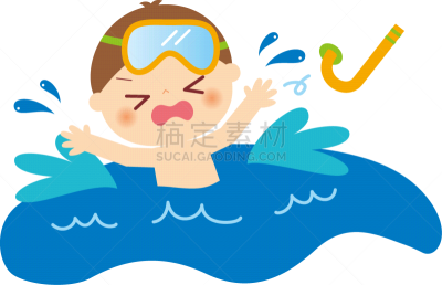 绘画插图,儿童,男孩,人,不幸,呼吸管,图像,游泳池,海洋,小学生