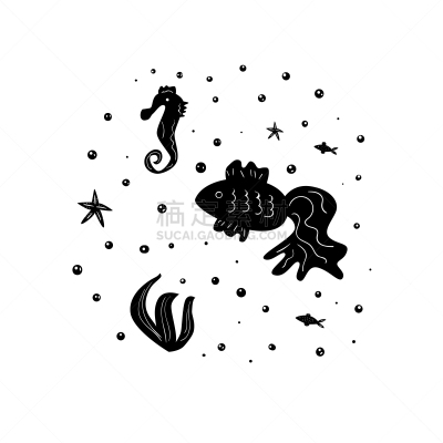 海洋,华丽的,商务,请柬,传单,模板,草,海星,剪影,构图
