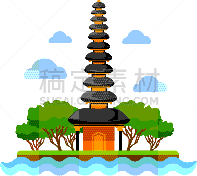 普拉乌鲁达瑙寺庙,寺庙,传统,国内著名景点,名声,建筑业,湖,复杂性,剪影