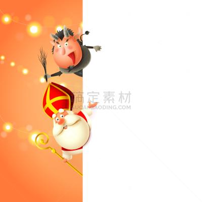 厚木板,克朗普斯,性格,传统,模板,侧面视角,橙色背景,中环
