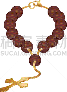 玫瑰经念珠,分离着色,耶稣十字架,矢量,爱,剪影