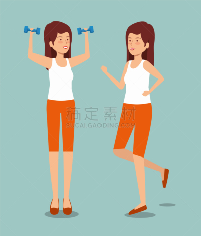 女人,哑铃,自然,无忧无虑,平衡,营养学家,图像,美,跑