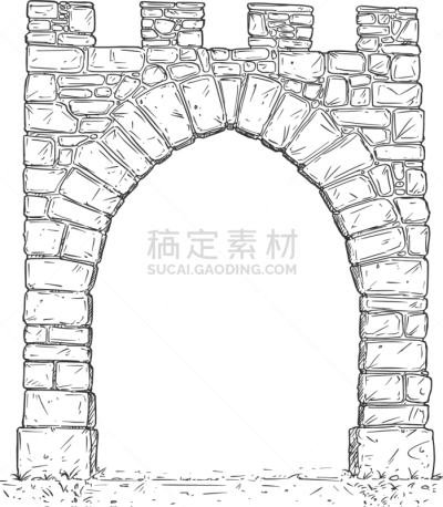 石头,中世纪时代,大门,开着的,卡通,冷,幻想,商务,决定,追击