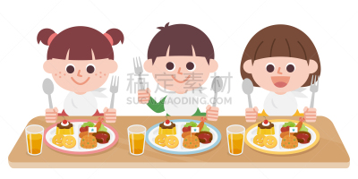 儿童,盘子,可爱的,饮料,午休时间,幼儿园,食品,餐馆,绘画插图,卡通