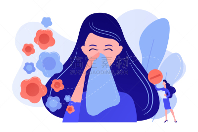 过敏反应,季节,概念,计划书,女人,现代,春天,想法,珊瑚,打喷嚏