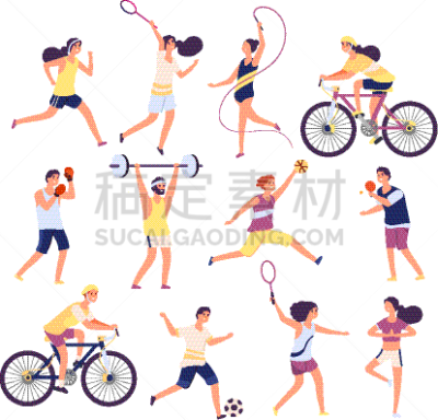 运动,人,体操,专业人员,网球运动,慢跑,女人,自行车,锻炼,布置