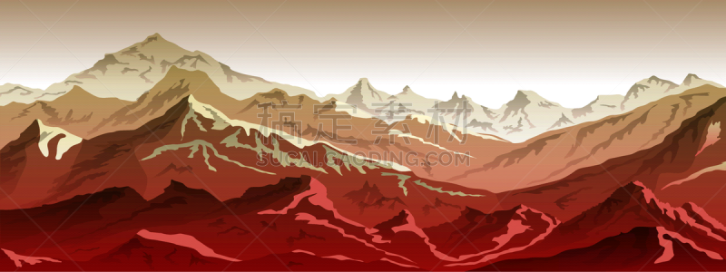 mountains eps 10 background view red